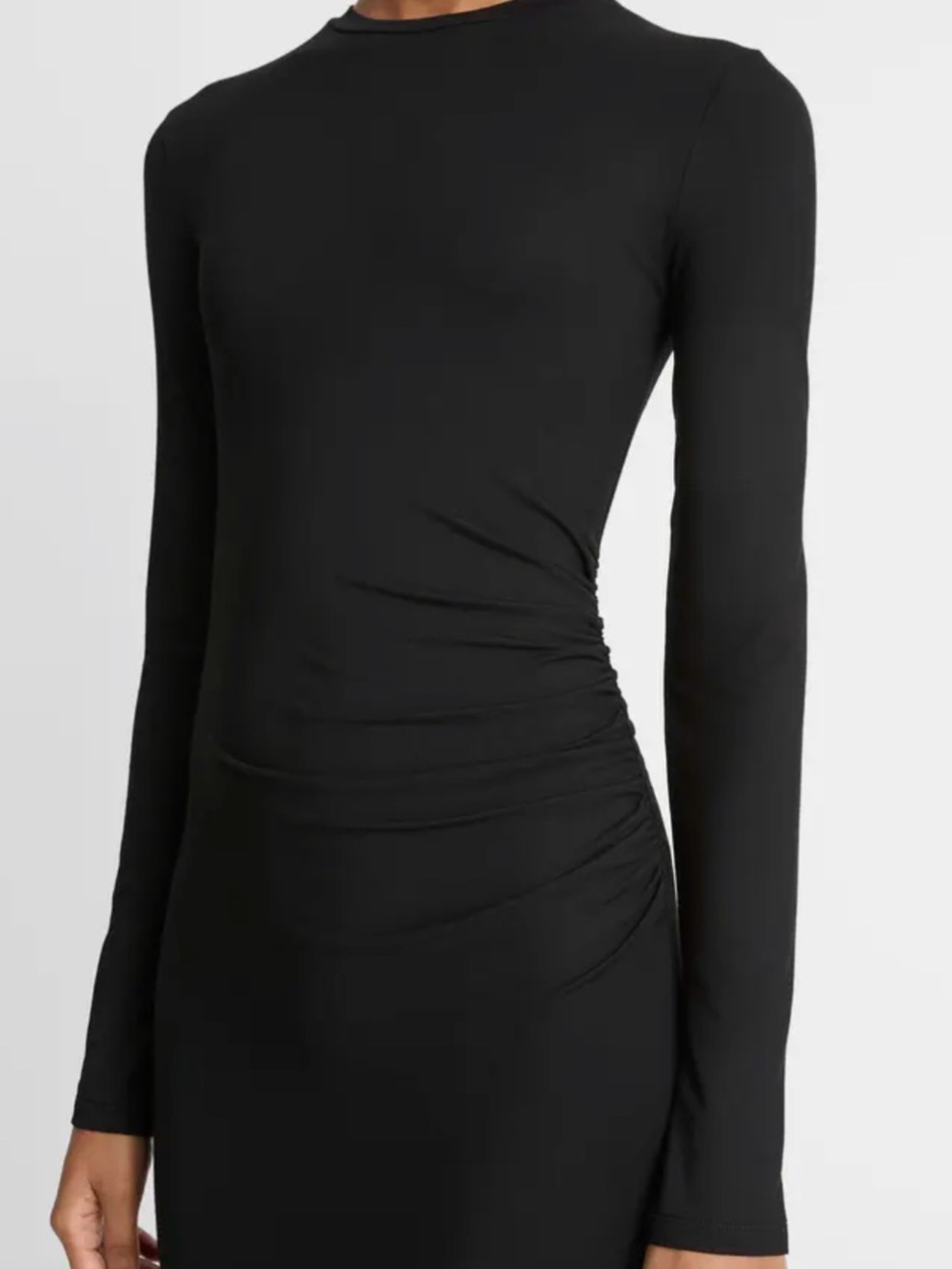 Vince Black Long Sleeve Ruched Midi Dress
